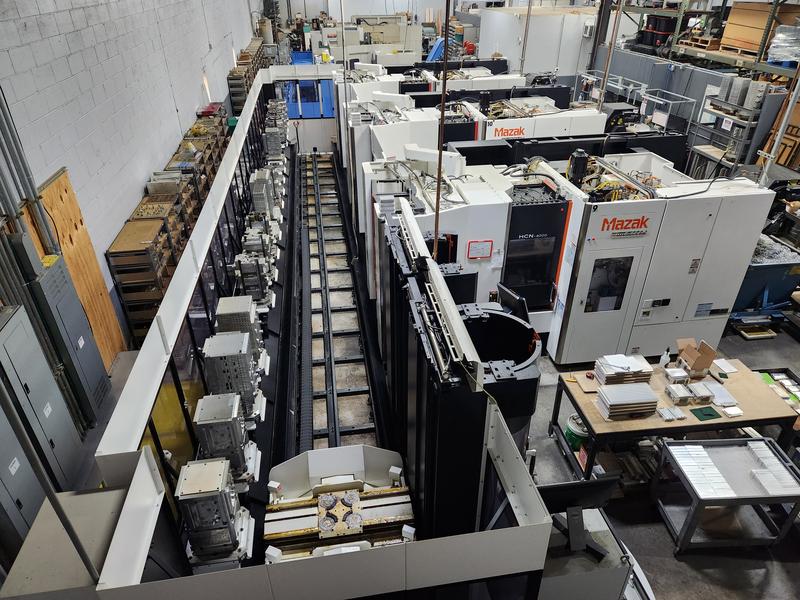 Mazak HCN-4000 CNC horizontal machining centers with automated pallet system at AIM facility